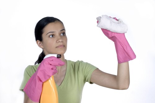 Trained carpet cleaning staff reviewing safety procedures on site
