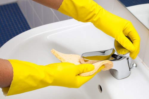 Cleaner assessing a carpet before treatment and payment terms